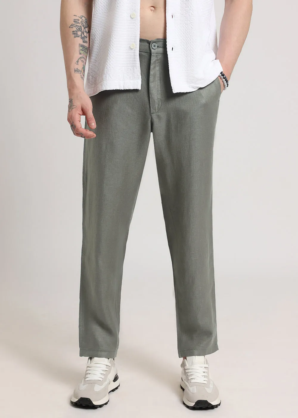 Hunter Green Linen Pant