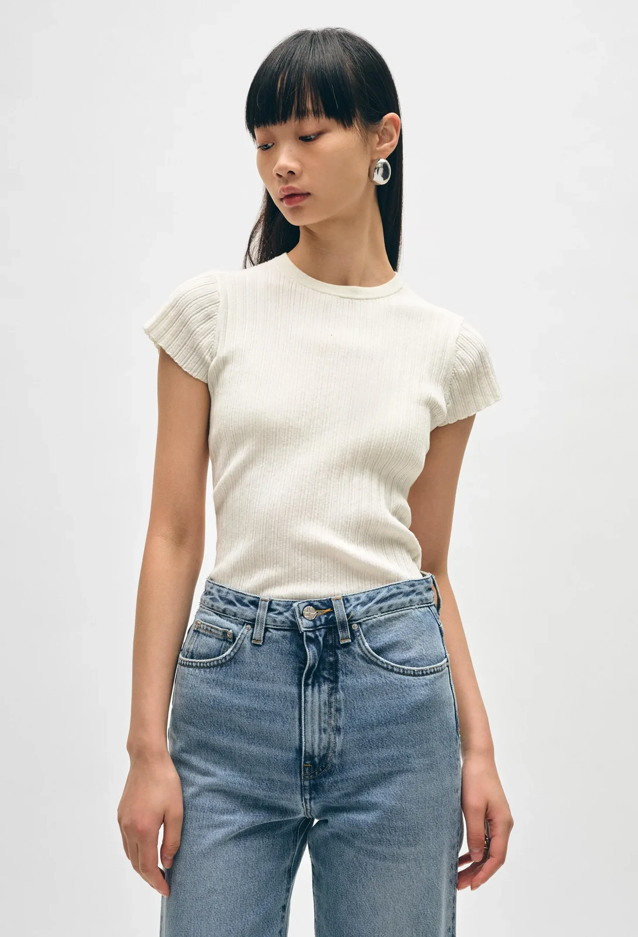 Linen Gauze Ribbed Tee