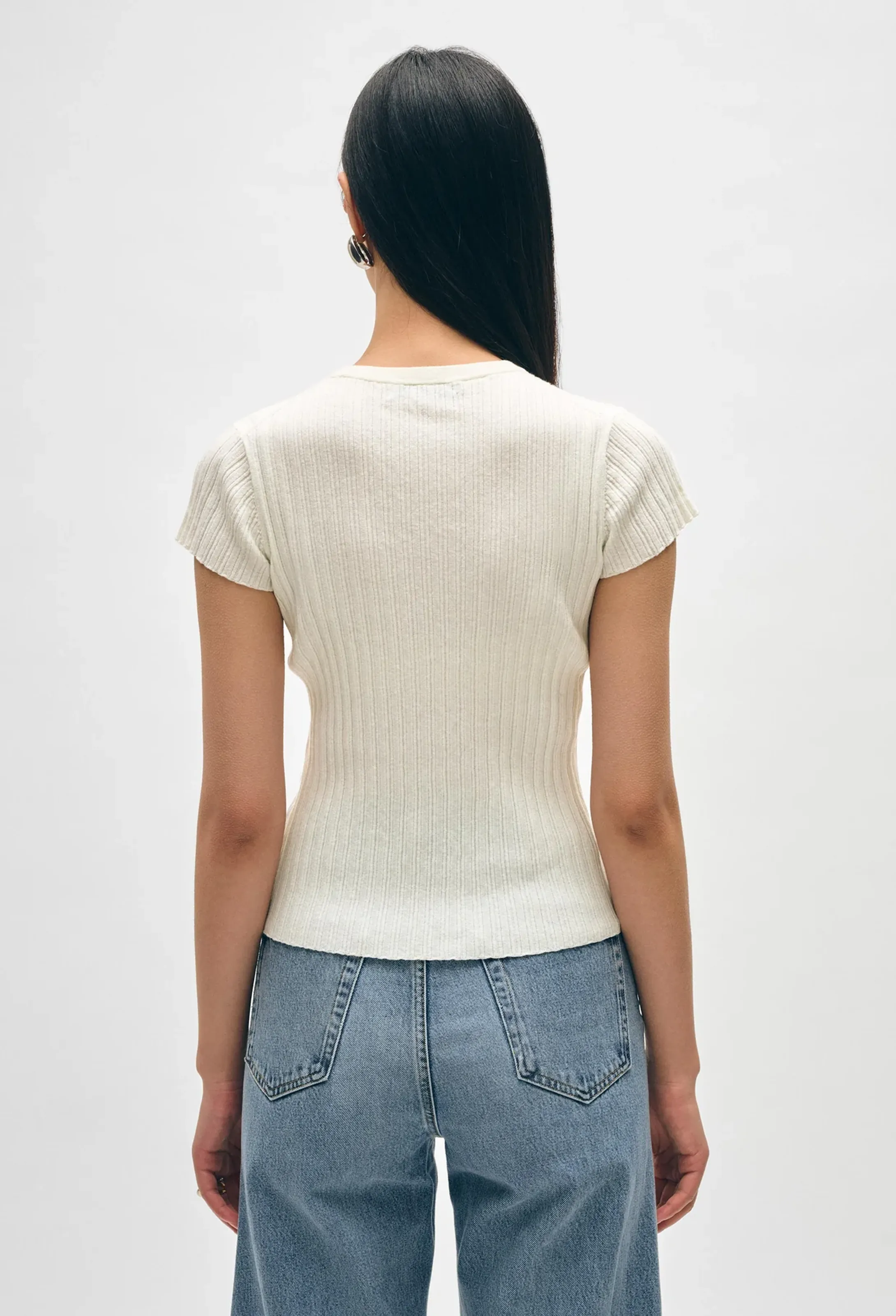 Linen Gauze Ribbed Tee