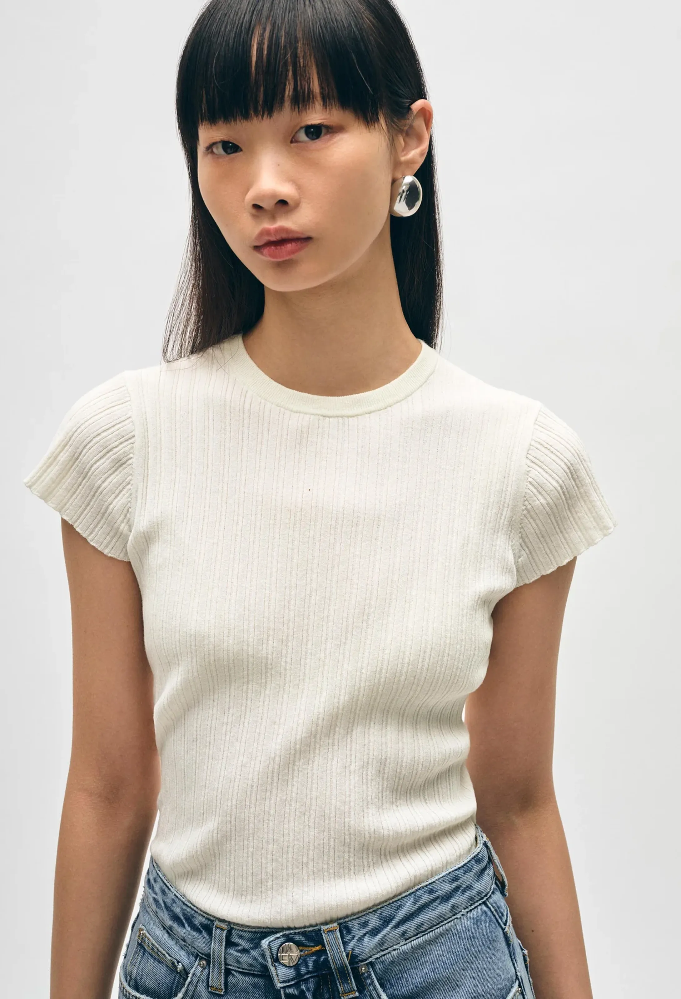 Linen Gauze Ribbed Tee