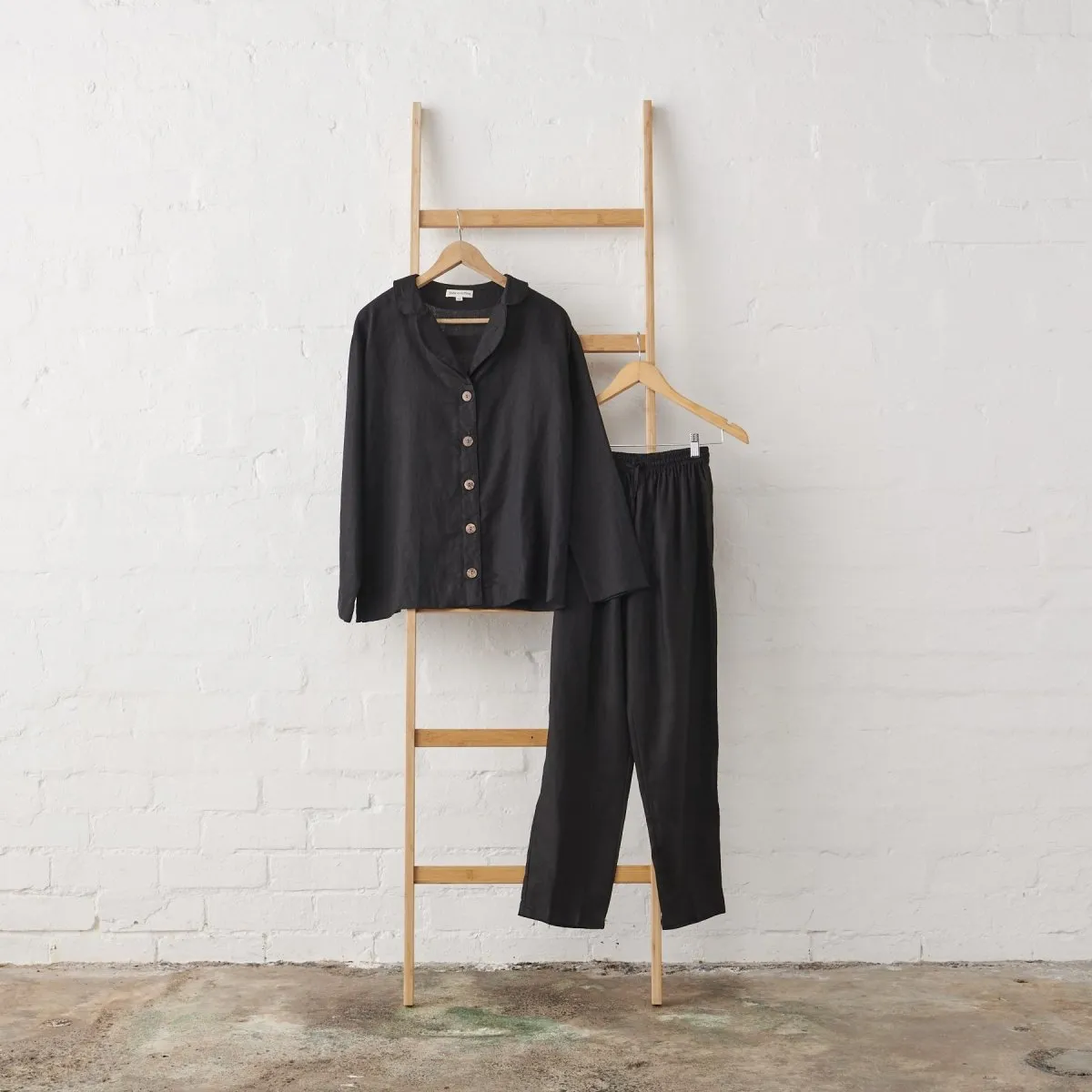 Linen Pyjama Set - Black