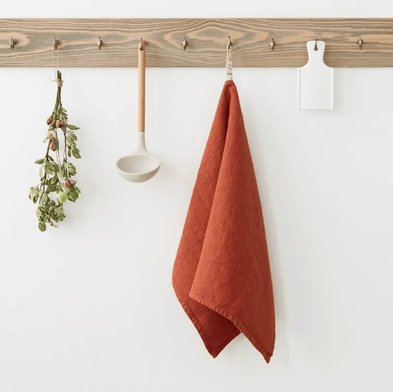 Linen Solid Towel in Baked Clay by Linen Tales