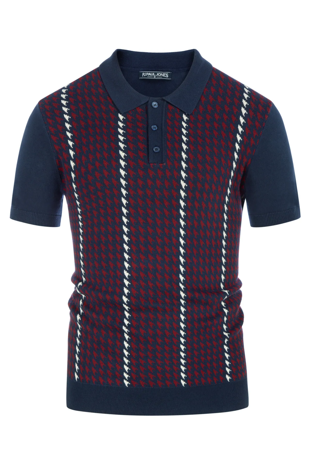 Men's Vintage Polo Shirts Lightweight Retro 70s Knit Houndstooth Golf Pullover Shirts