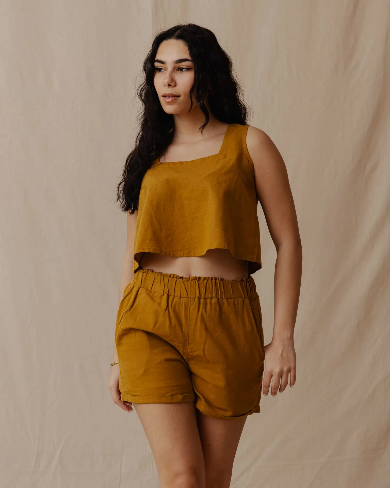 Minimal Linen Set Mustard