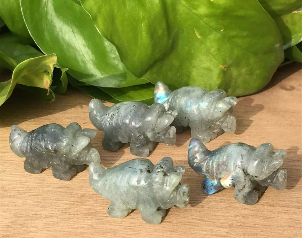 Natural Labradorite Crystal Dinosaur Figurine