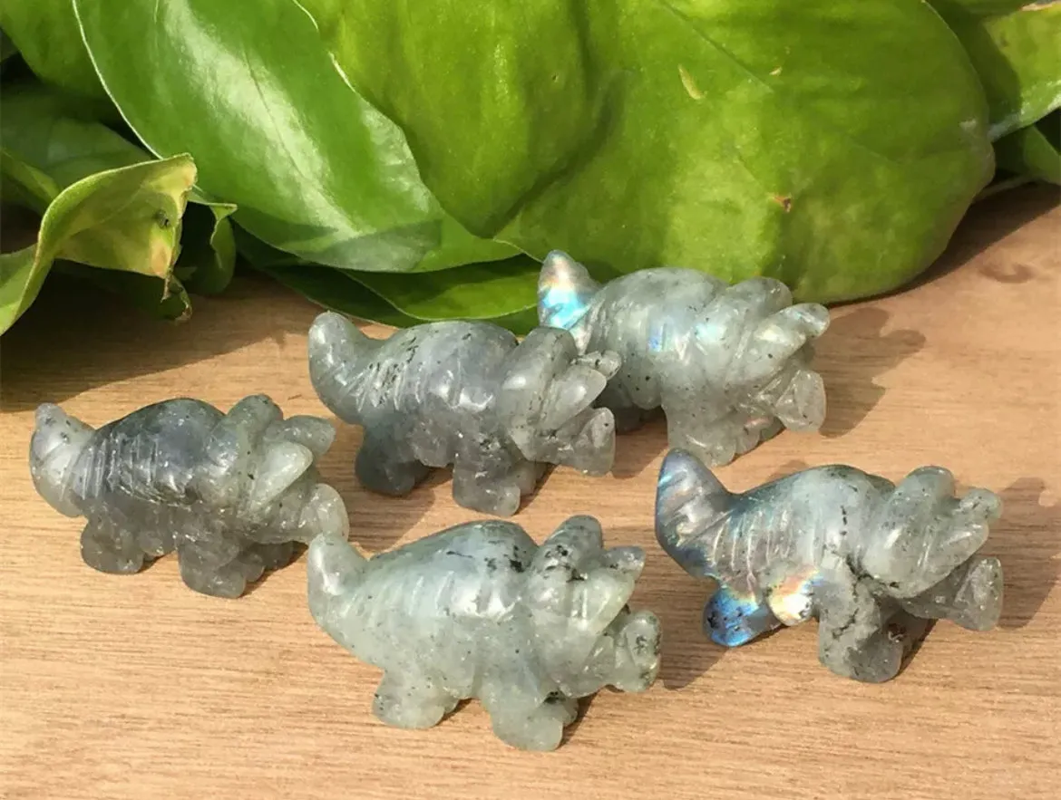 Natural Labradorite Crystal Dinosaur Figurine