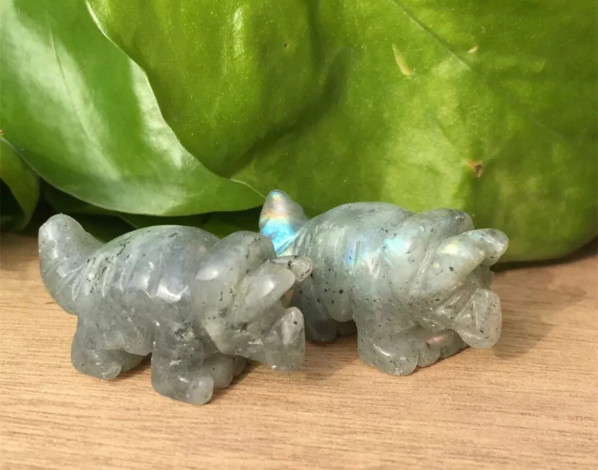 Natural Labradorite Crystal Dinosaur Figurine