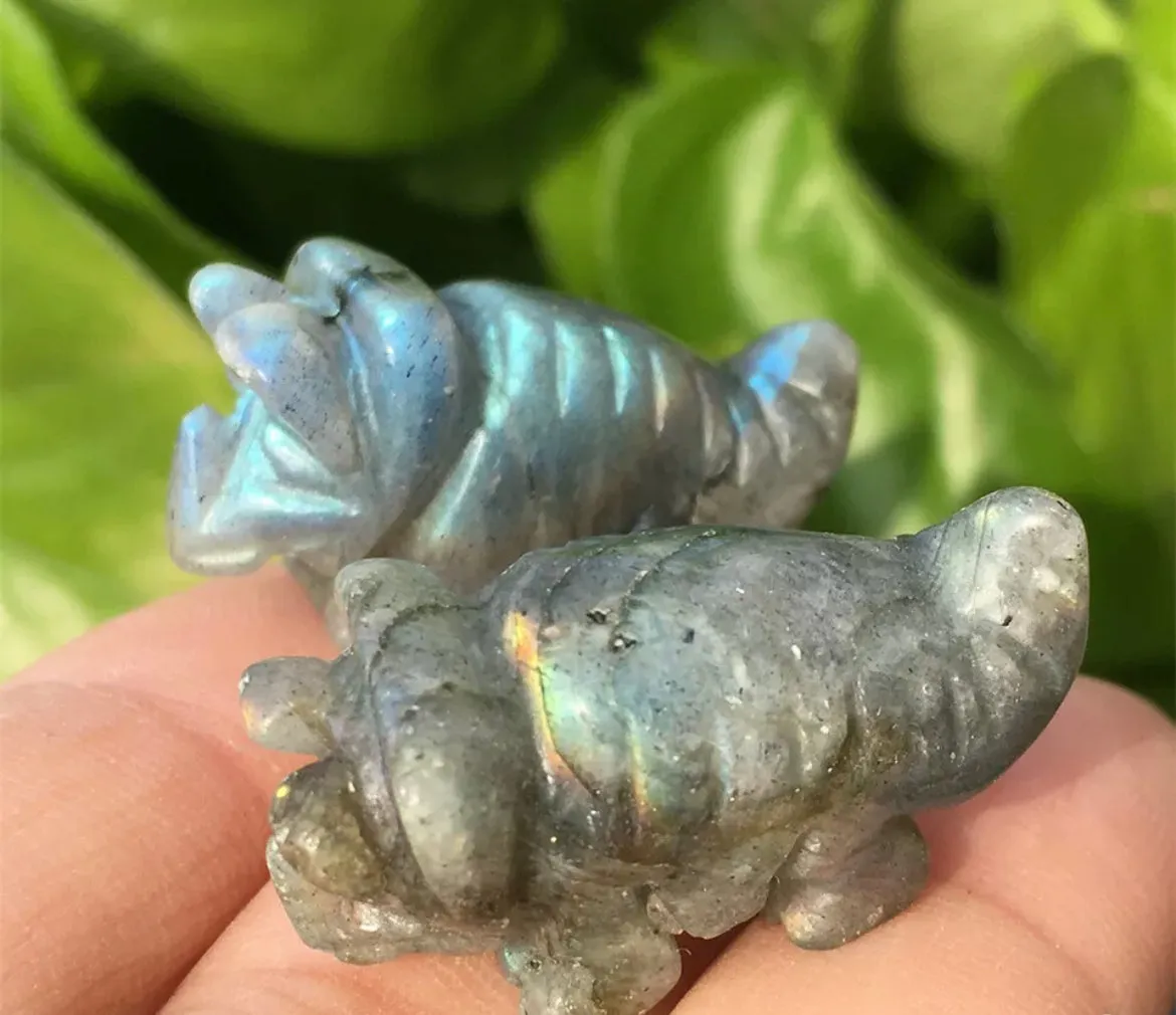 Natural Labradorite Crystal Dinosaur Figurine