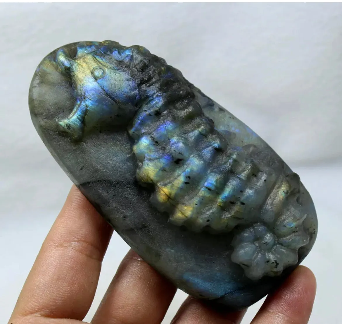 Natural labradorite seahorse