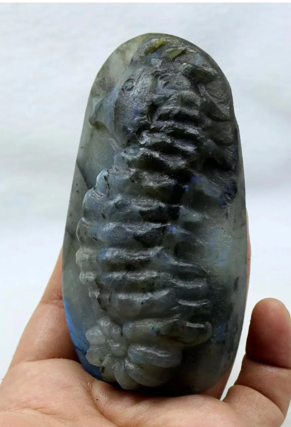 Natural labradorite seahorse