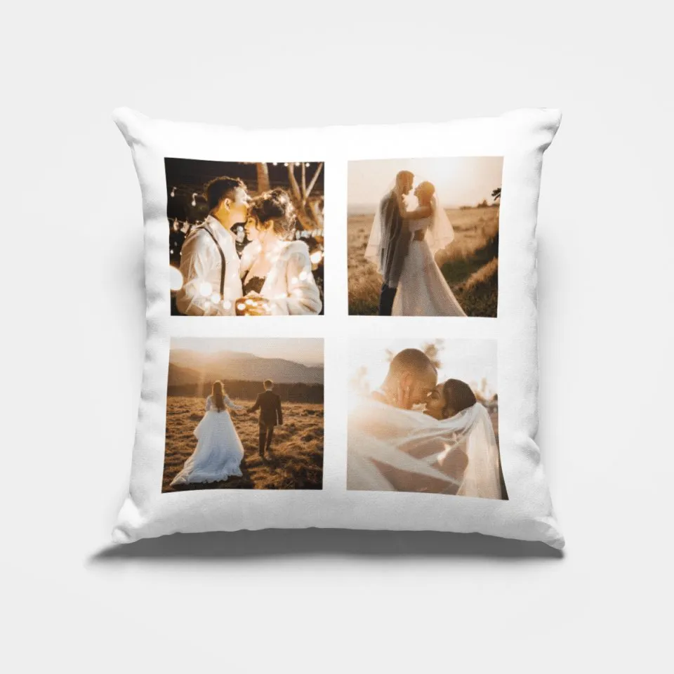 Personalized Romantic Couple Pillow with 4 Custom Photos