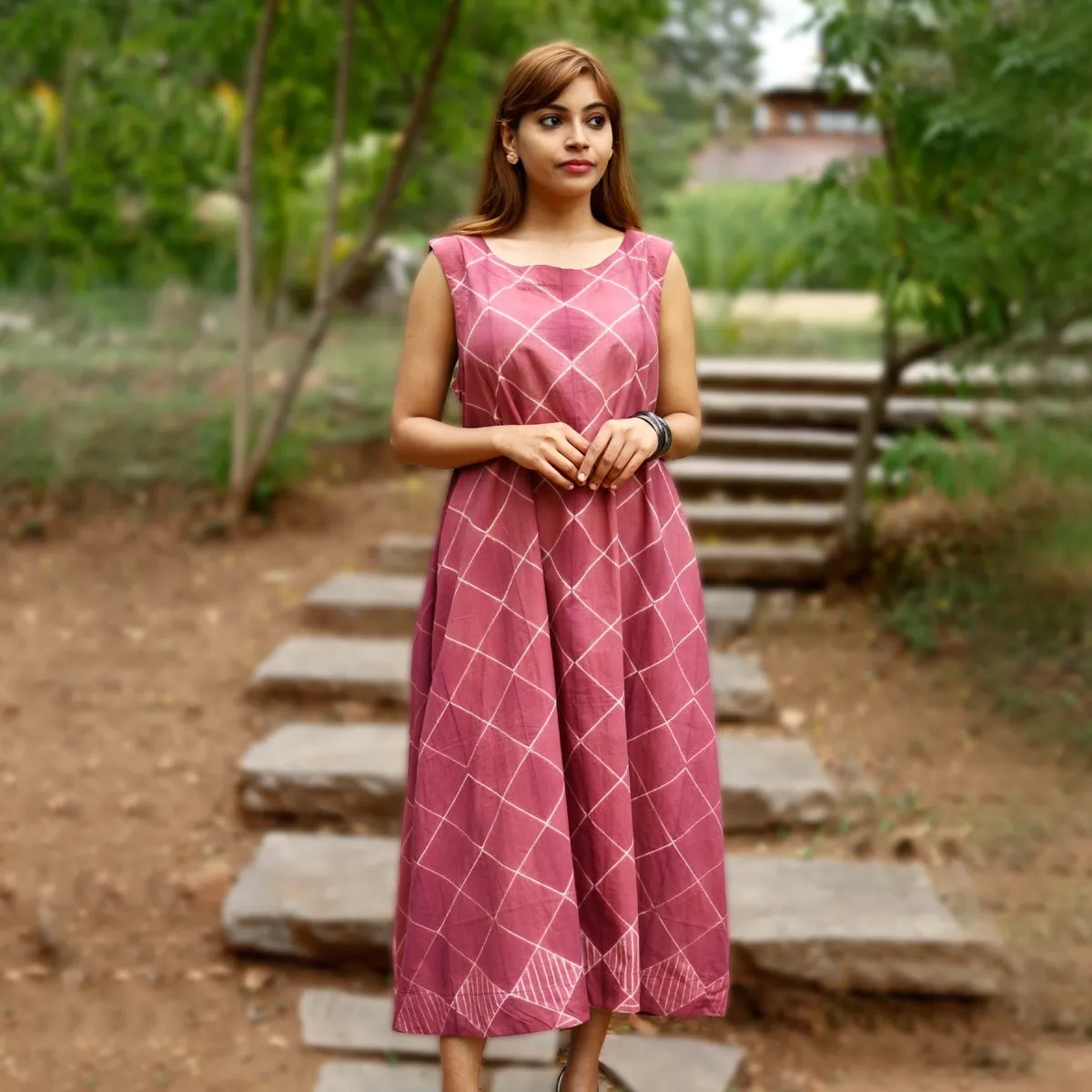 Pink Cotton Breezy Shibori One Piece Dress