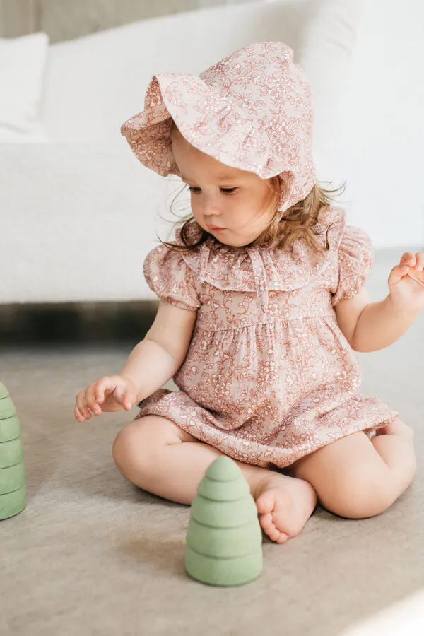 Pink with flower pattern muslin hat - Romantic