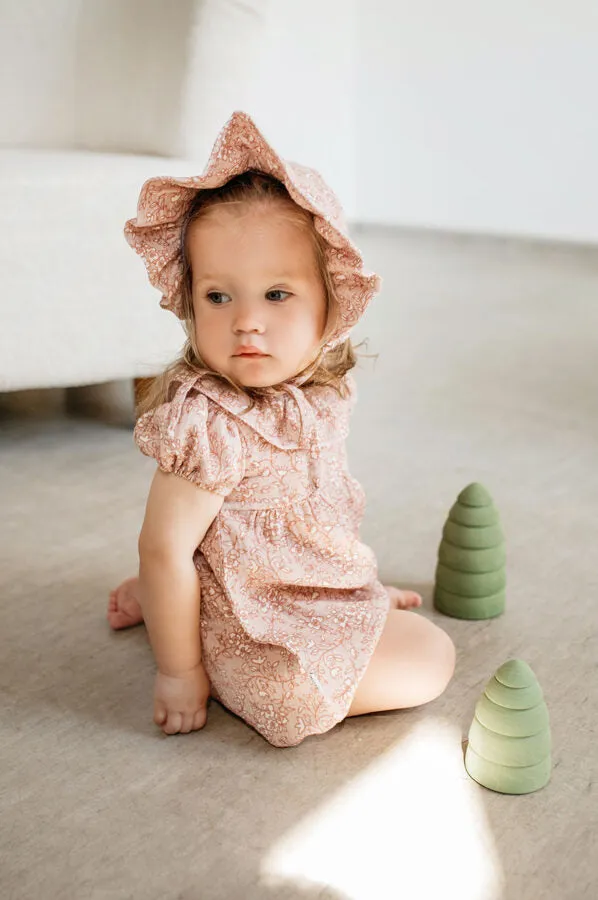 Pink with flower pattern muslin hat - Romantic