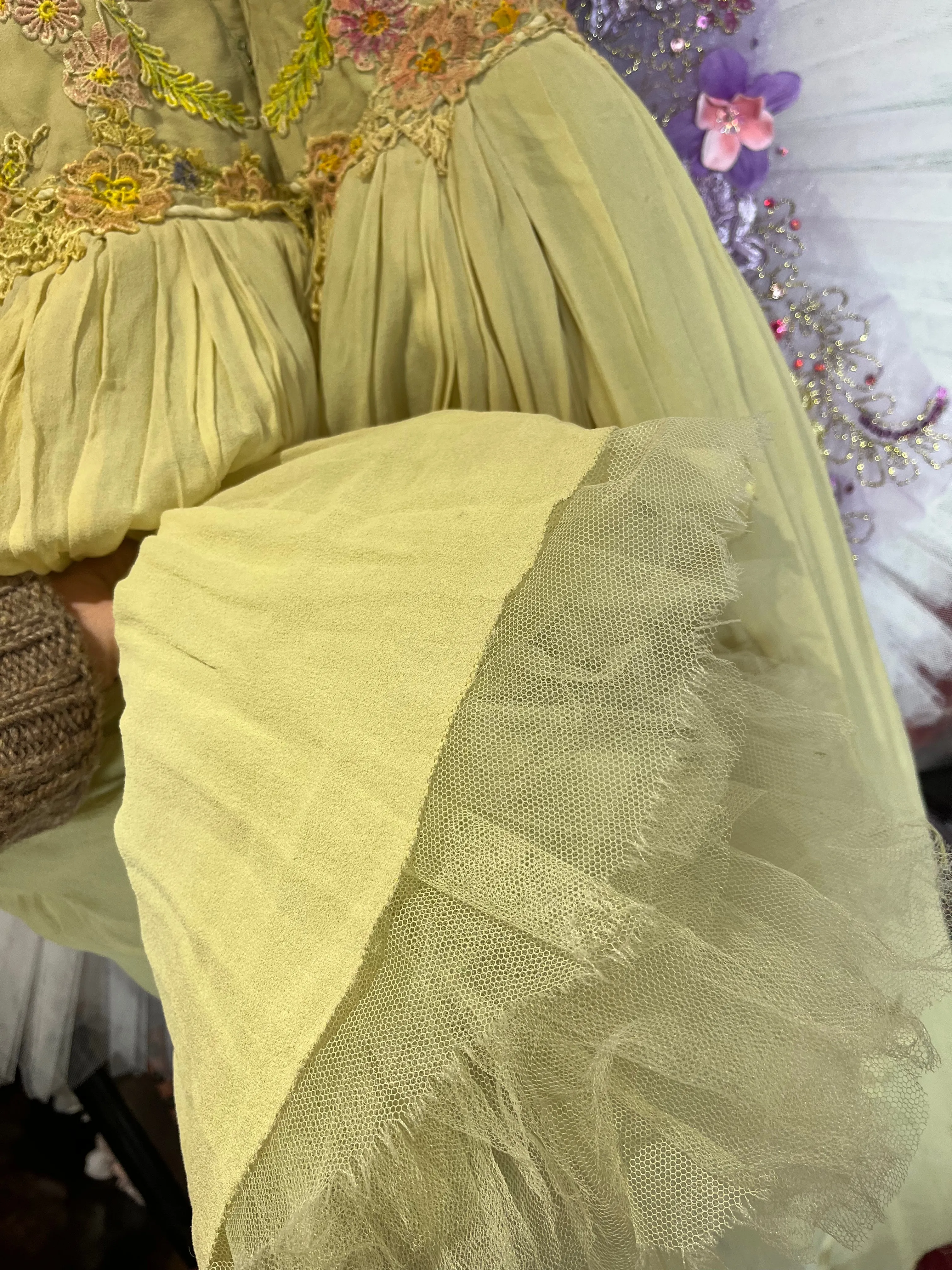 Pretty pale green romantic floral tutu dress