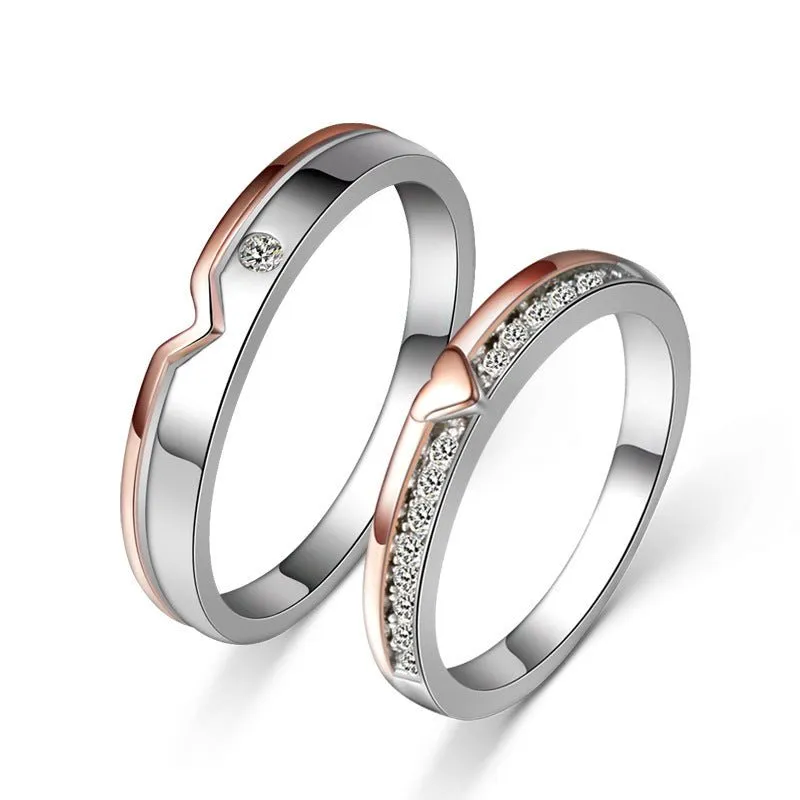 Romantic Couple Rings in 925 Sterling Silver