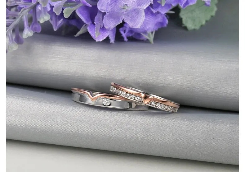 Romantic Couple Rings in 925 Sterling Silver