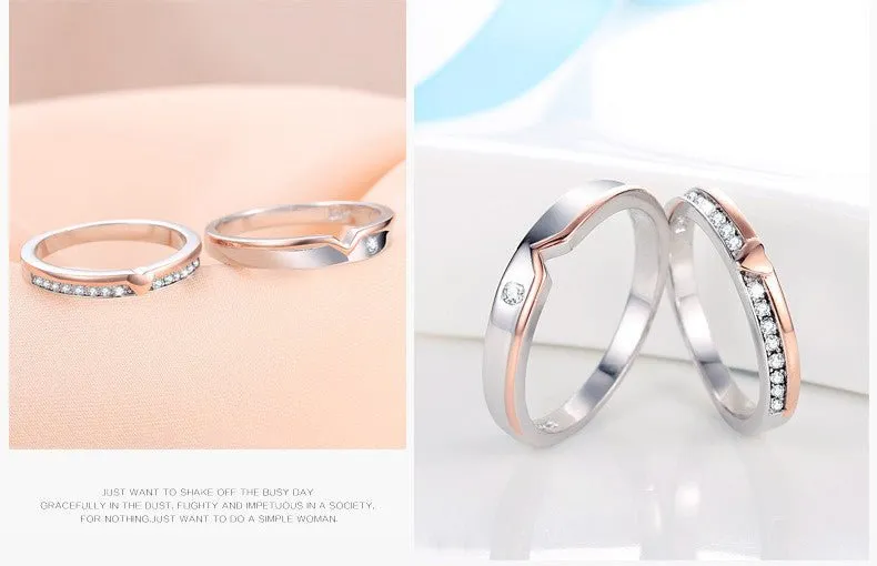 Romantic Couple Rings in 925 Sterling Silver