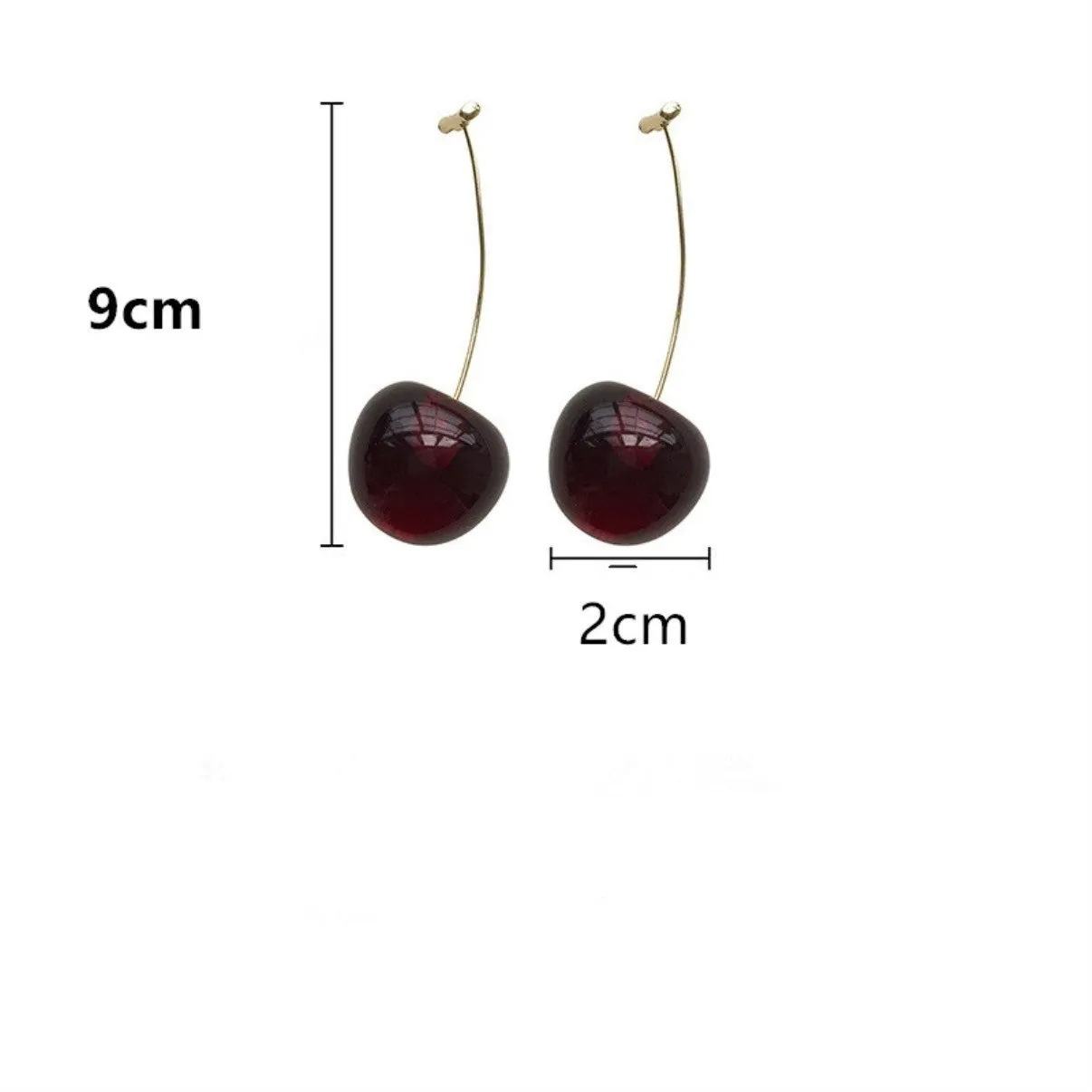 Romantic Cute Wine Red and Yellow Cherry Stud Drop Earrings