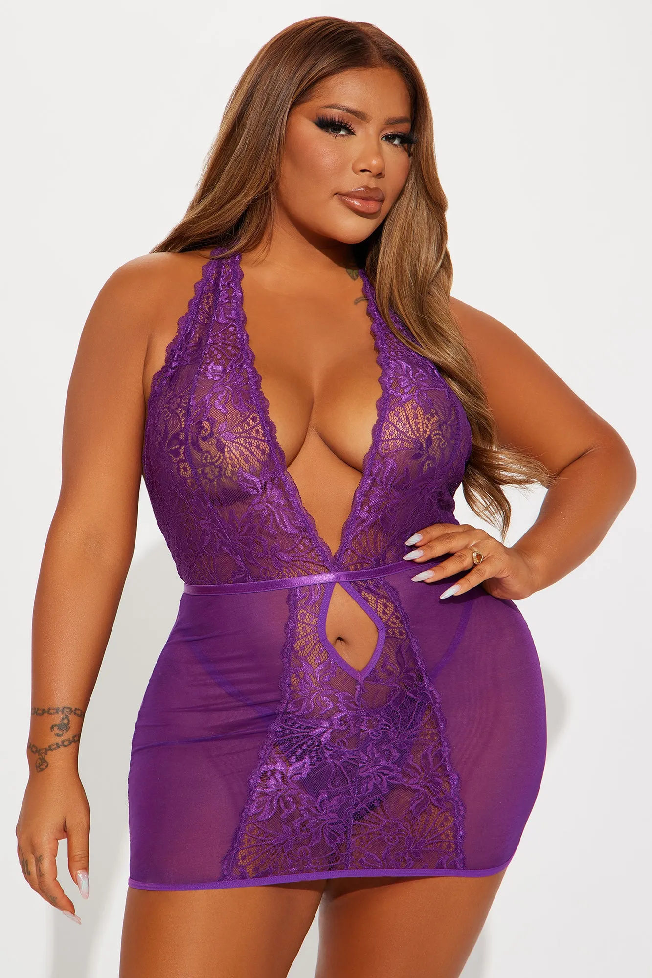 Romantic Fantasy Lace Babydoll - Purple