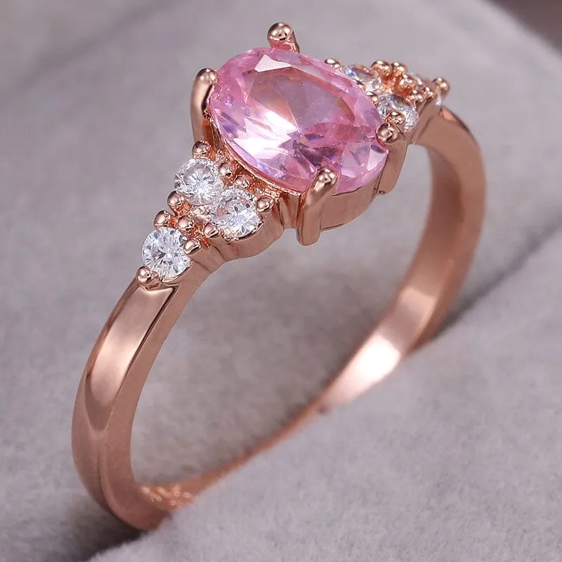 Romantic Pink Princess Rose Gold Color Ring