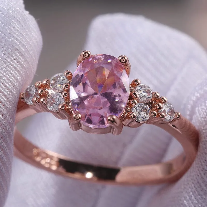 Romantic Pink Princess Rose Gold Color Ring