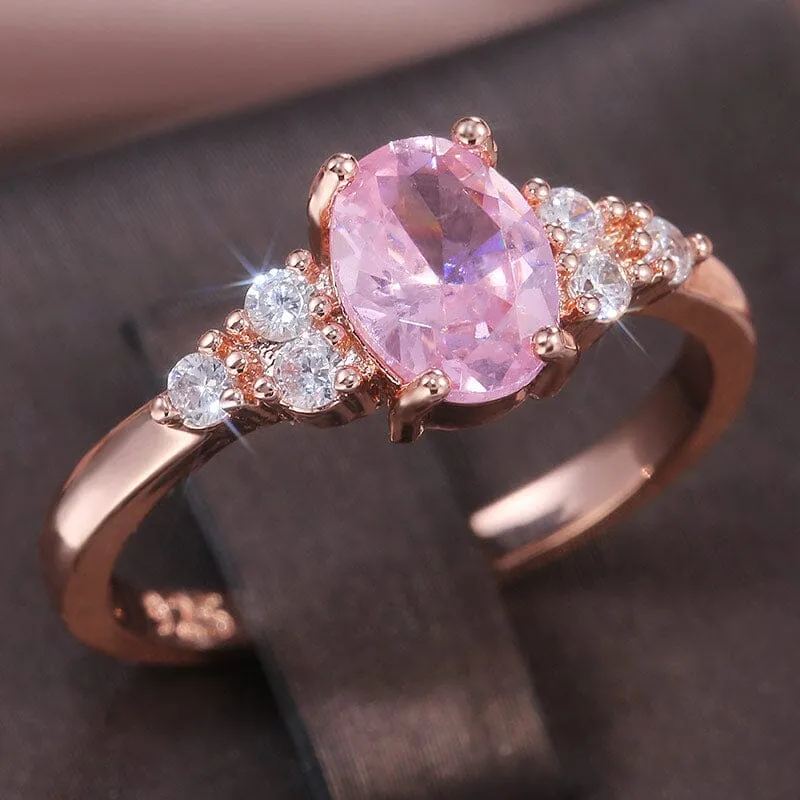 Romantic Pink Princess Rose Gold Color Ring