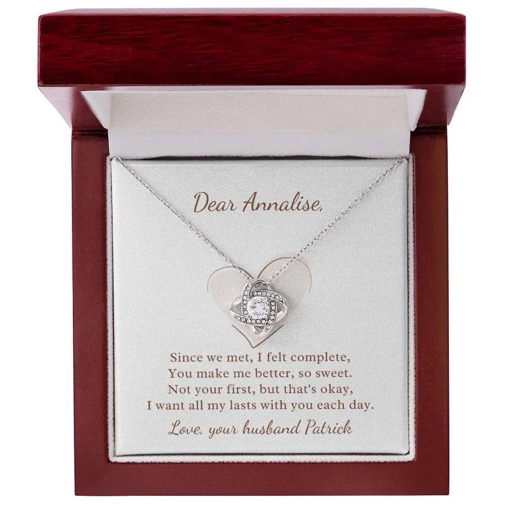 Since We Met I Felt Complete Romantic Gift For Her Love Knot Necklace