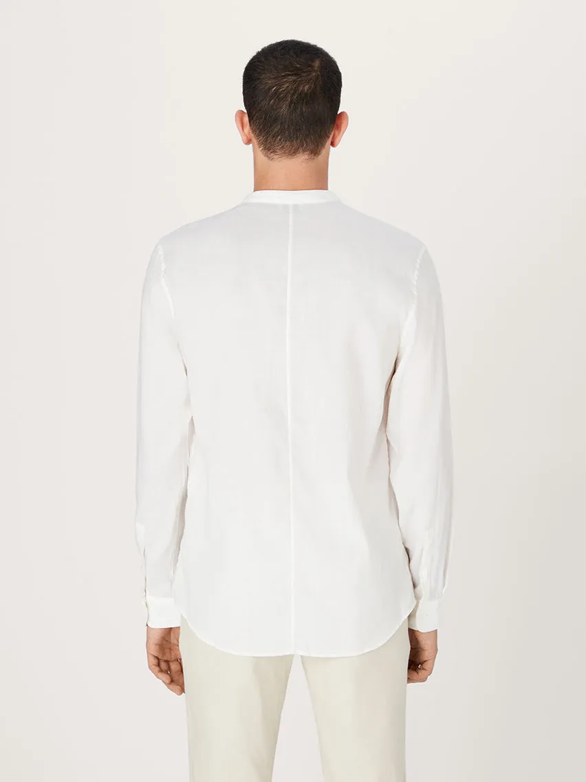 The All Day Shirt Linen Collarless || Off White | Linen