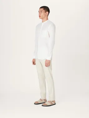 The All Day Shirt Linen Collarless || Off White | Linen