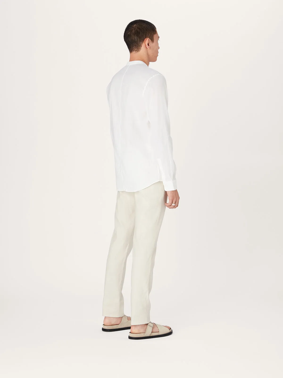 The All Day Shirt Linen Collarless || Off White | Linen