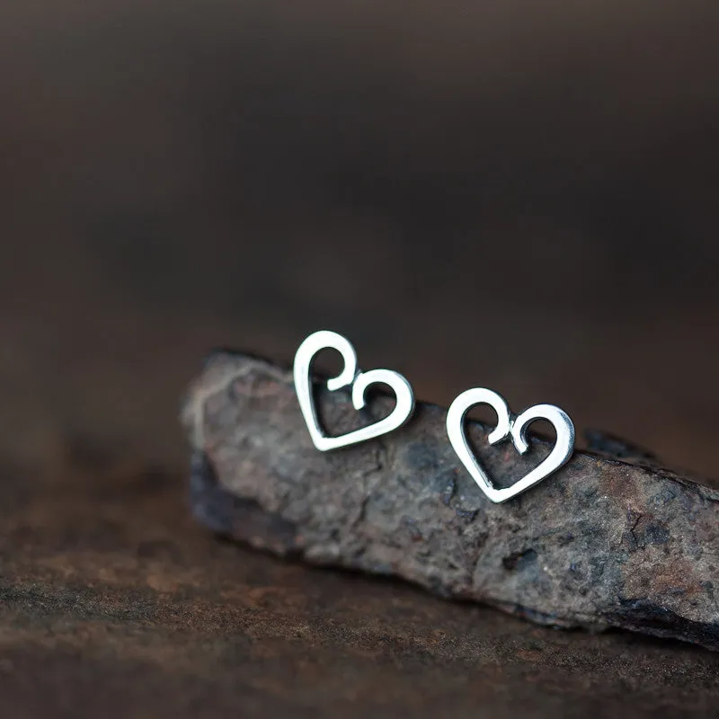 Tiny Heart Stud Earrings, romantic gift for her