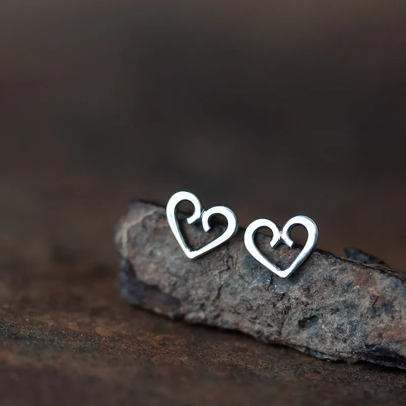 Tiny Heart Stud Earrings, romantic gift for her