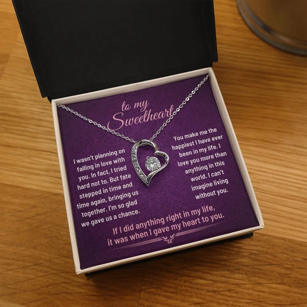 To My Sweetheart, It Was When I Gave my Heart to You Romantic Pendant Necklace