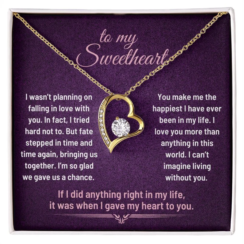 To My Sweetheart, It Was When I Gave my Heart to You Romantic Pendant Necklace