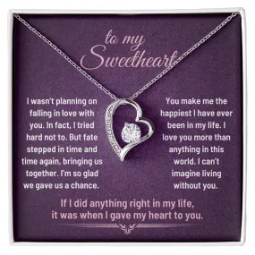 To My Sweetheart, It Was When I Gave my Heart to You Romantic Pendant Necklace