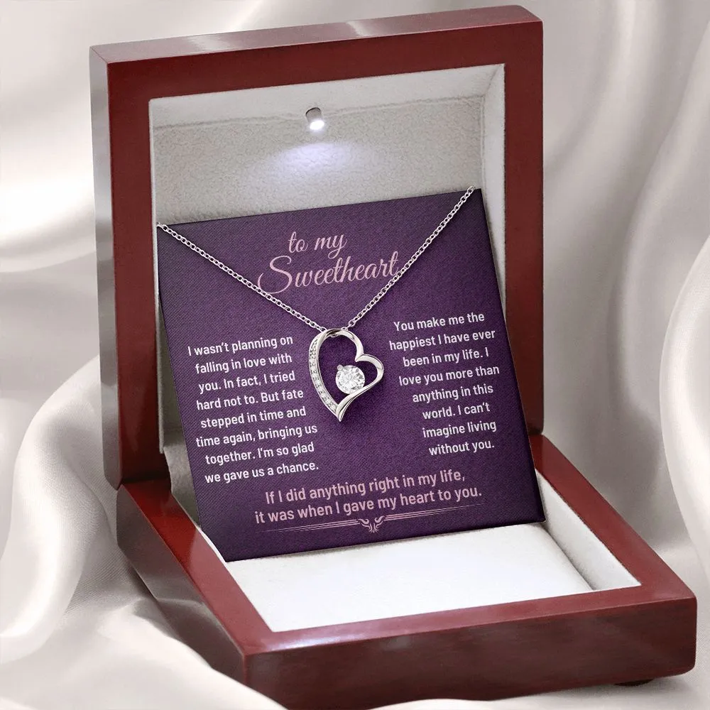 To My Sweetheart, It Was When I Gave my Heart to You Romantic Pendant Necklace